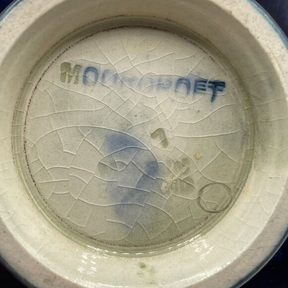 Moorcroft Art Pottery Columbine Hand Painted Blue 4.25" Footed Bowl Vintage - Picture 6 of 6